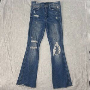 FLYING MONKEY Women's Mid-Rise Distressed Flare Jeans - SIZE 28